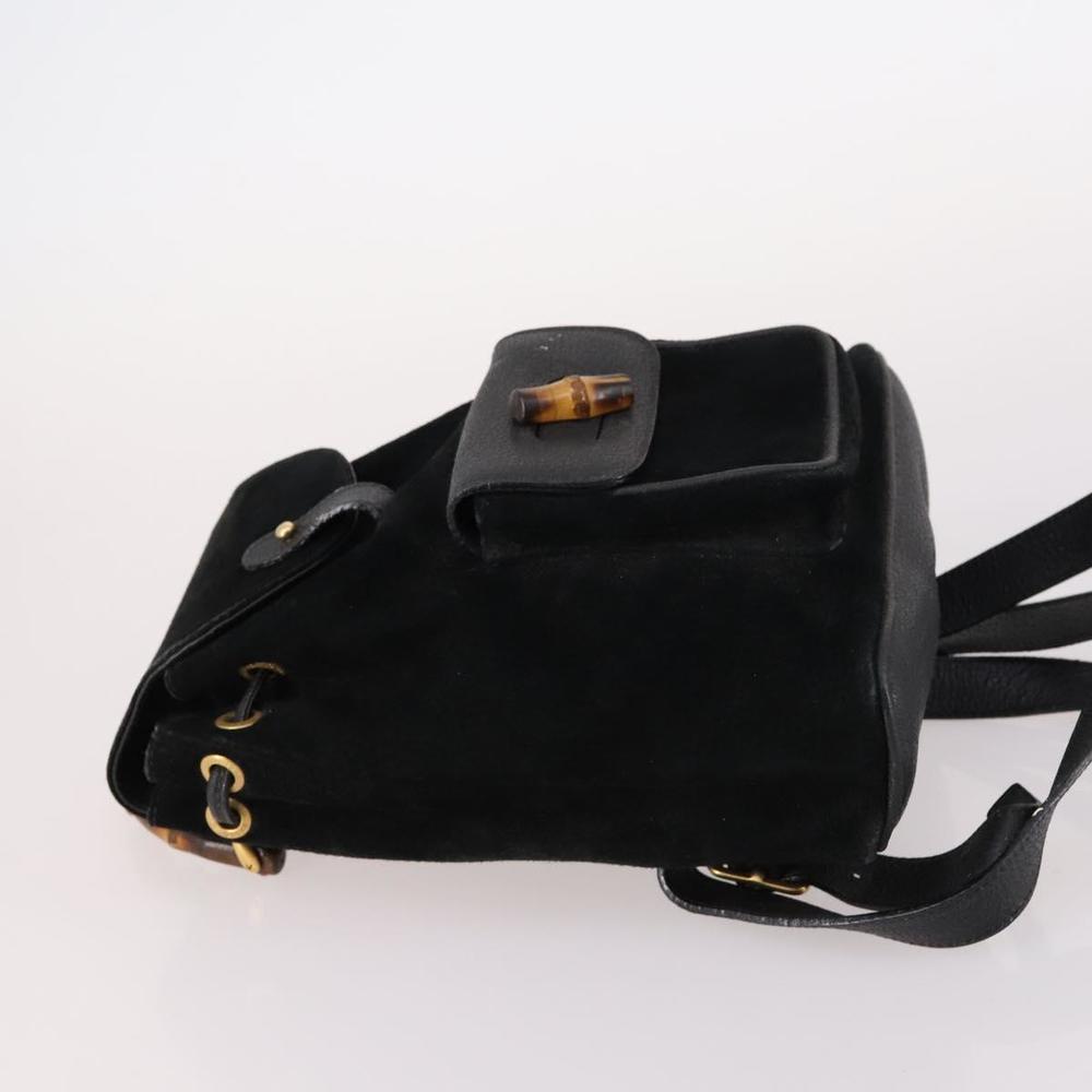 GUCCI Bamboo Backpack Suede Black Gold 003 2058 0030 Auth ep10853 - Picture 4 of 16